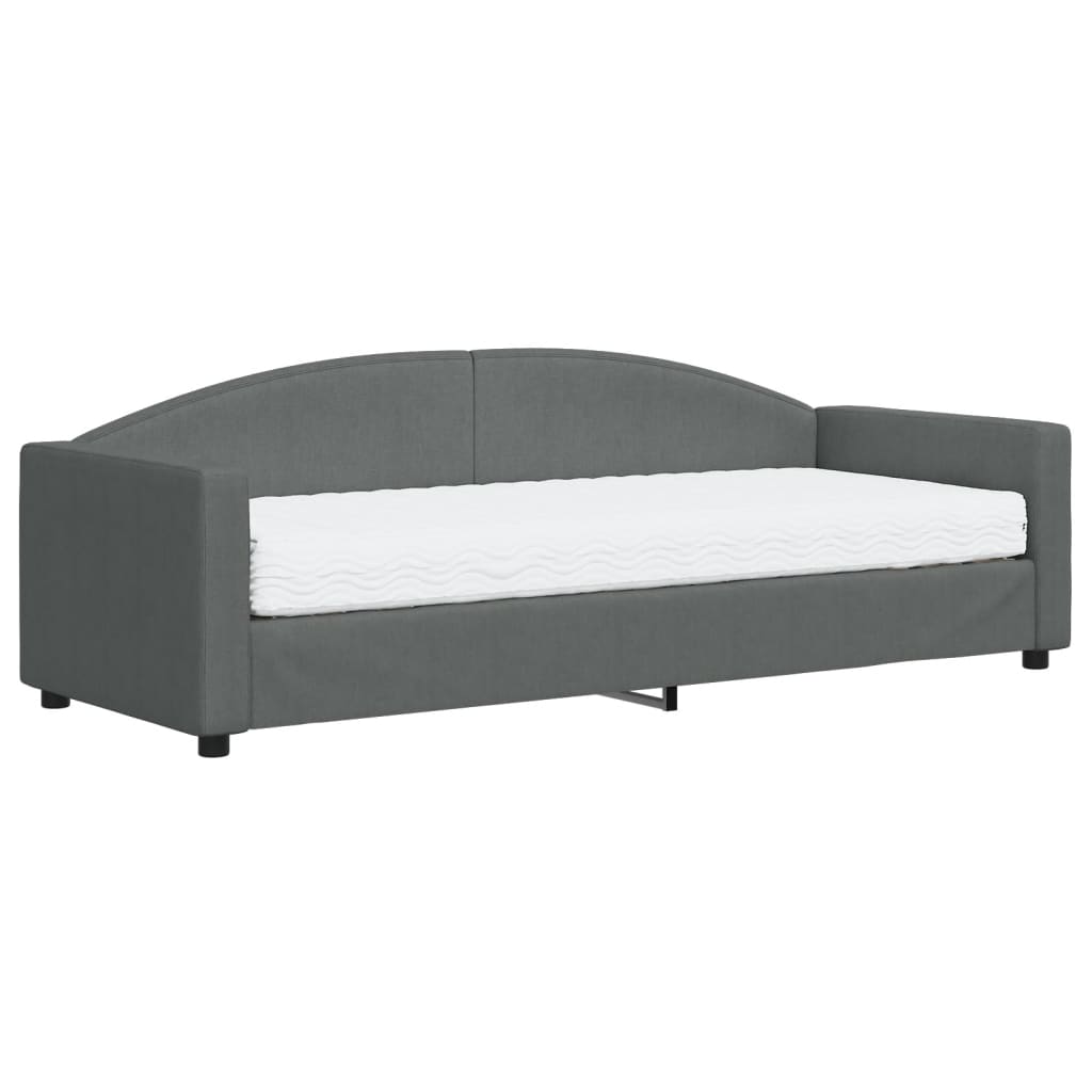 Lit de jour avec matelas gris foncé 80x200 cm tissu - XIOS