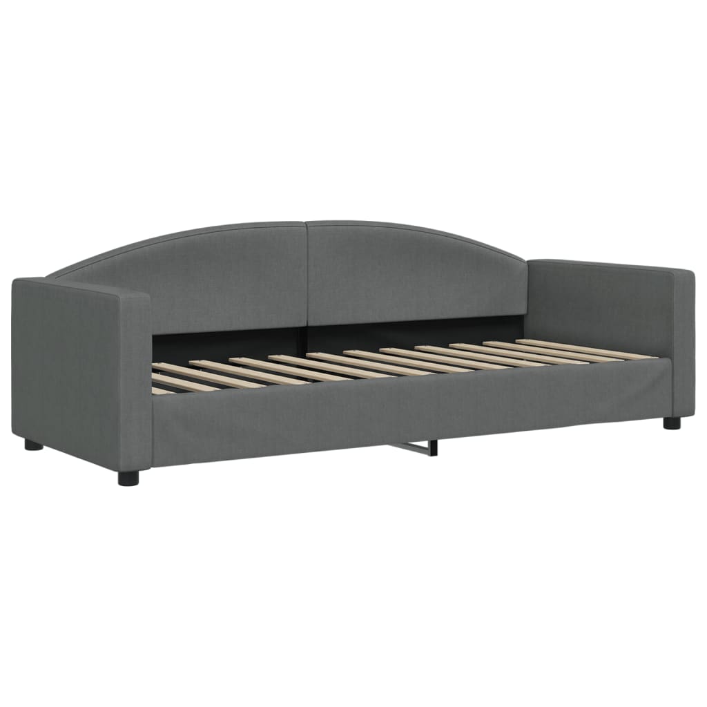 Lit de jour avec matelas gris foncé 80x200 cm tissu - XIOS