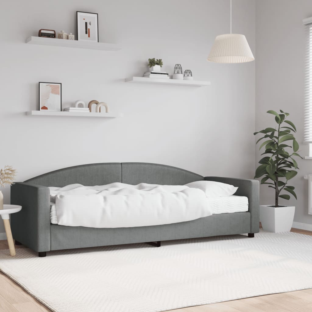 Lit de jour avec matelas gris foncé 80x200 cm tissu - XIOS