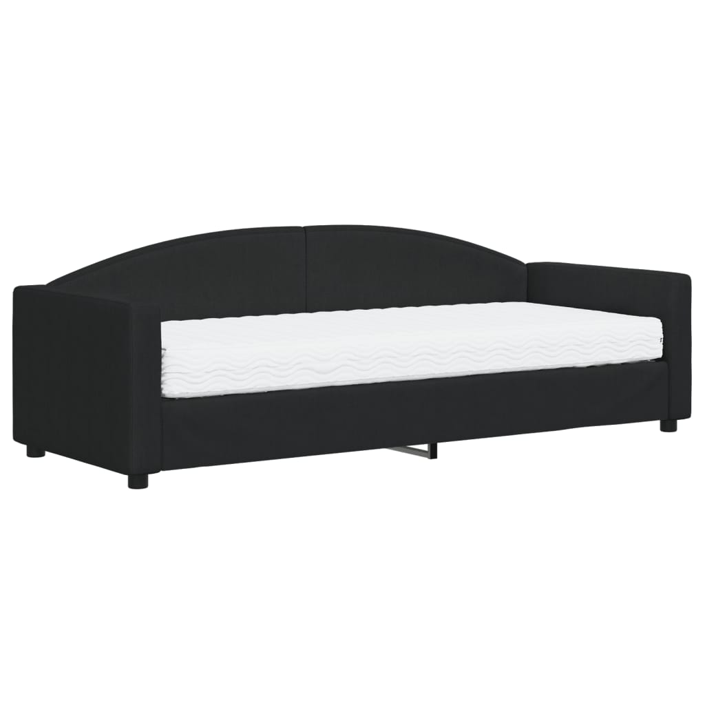 Lit de jour avec matelas noir 80x200 cm tissu - XIOS