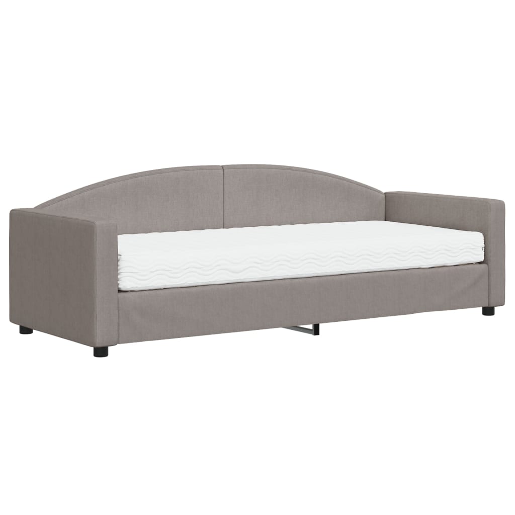 Lit de jour avec matelas taupe 80x200 cm tissu - XIOS