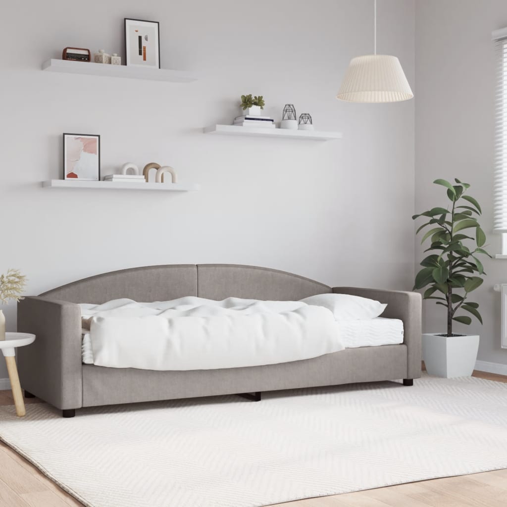 Lit de jour avec matelas taupe 80x200 cm tissu - XIOS