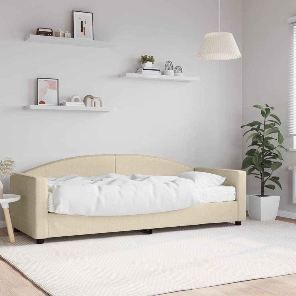 Lit de jour avec matelas crème 80x200 cm tissu - XIOS