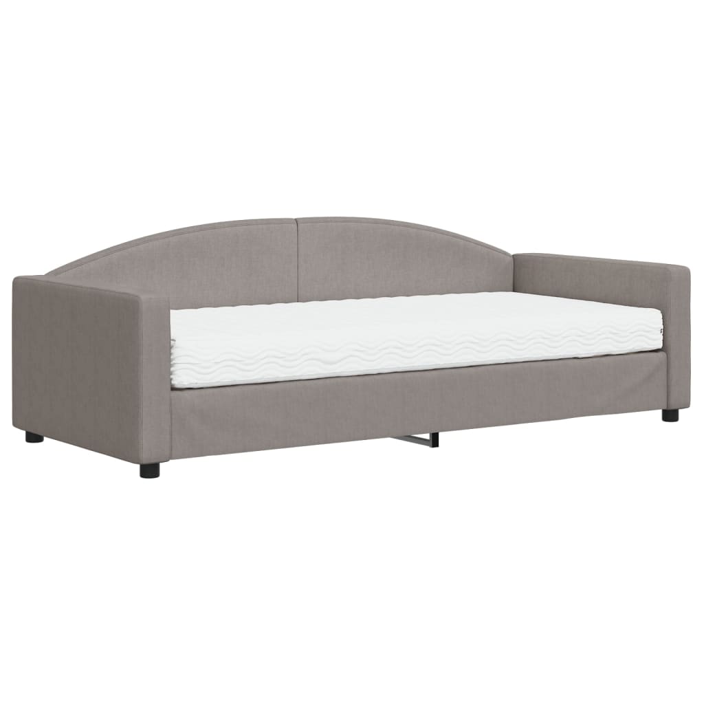 Lit de jour avec matelas taupe 90x200 cm tissu - XIOS
