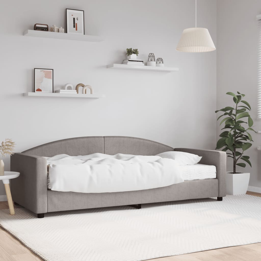 Lit de jour avec matelas taupe 90x200 cm tissu - XIOS