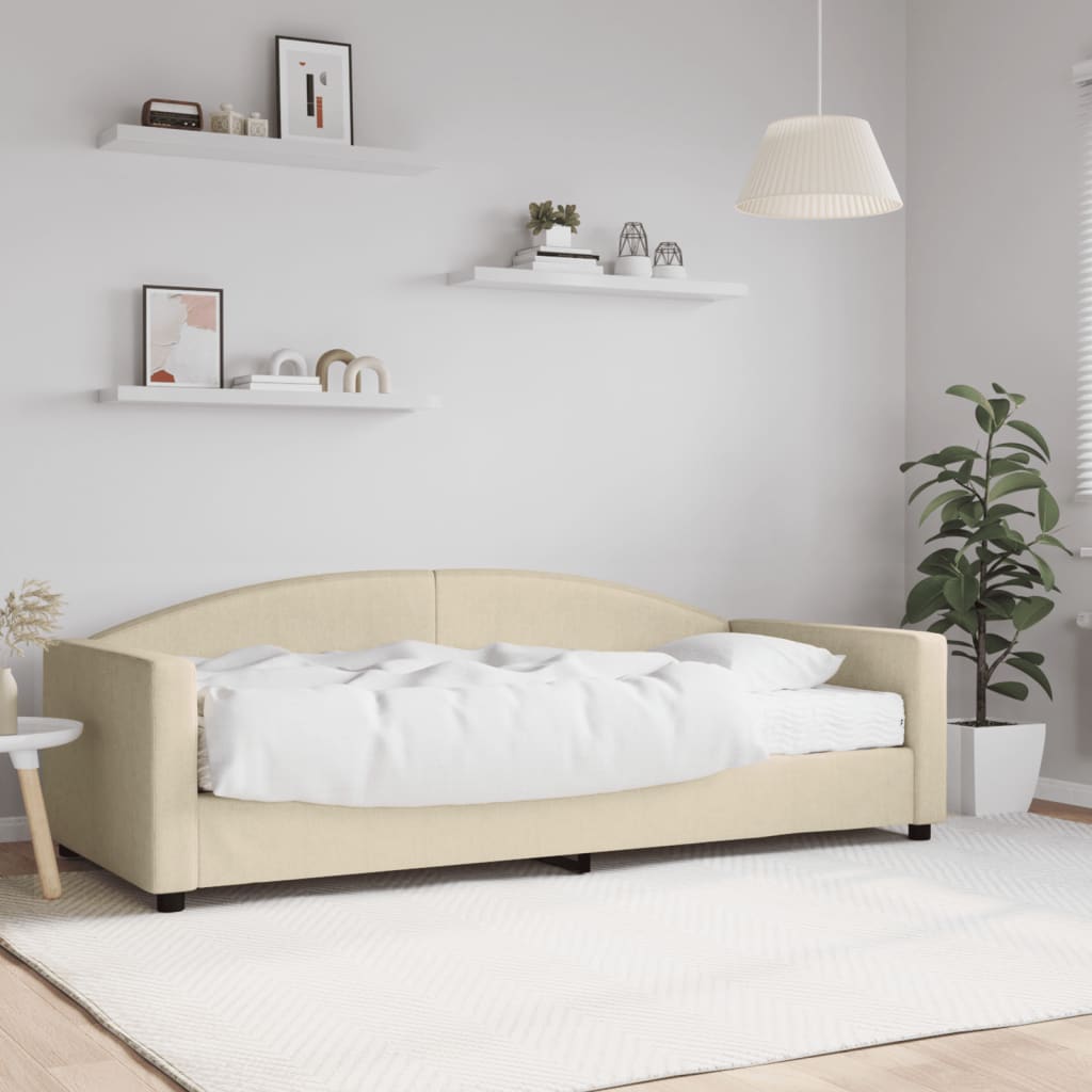 Lit de jour avec matelas crème 90x200 cm tissu - XIOS