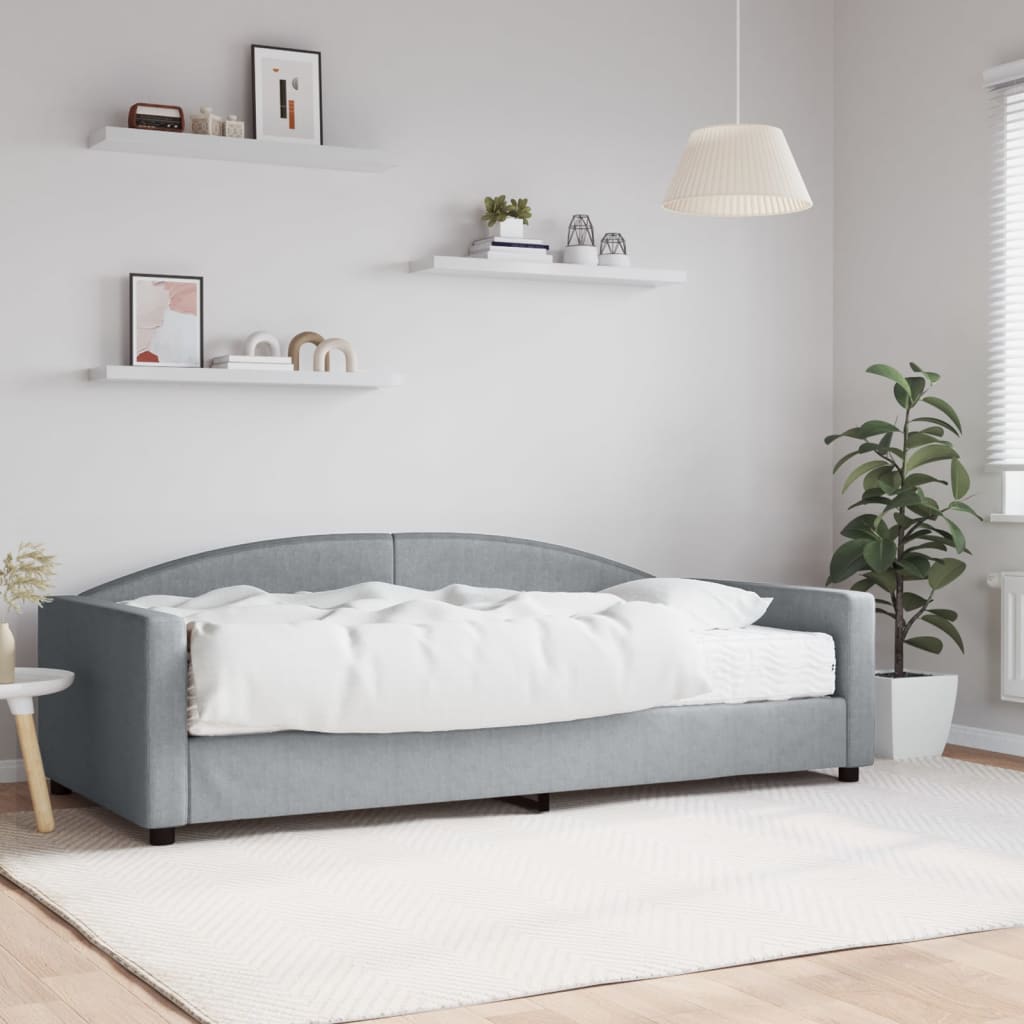 Lit de jour avec matelas gris clair 100x200 cm tissu - XIOS