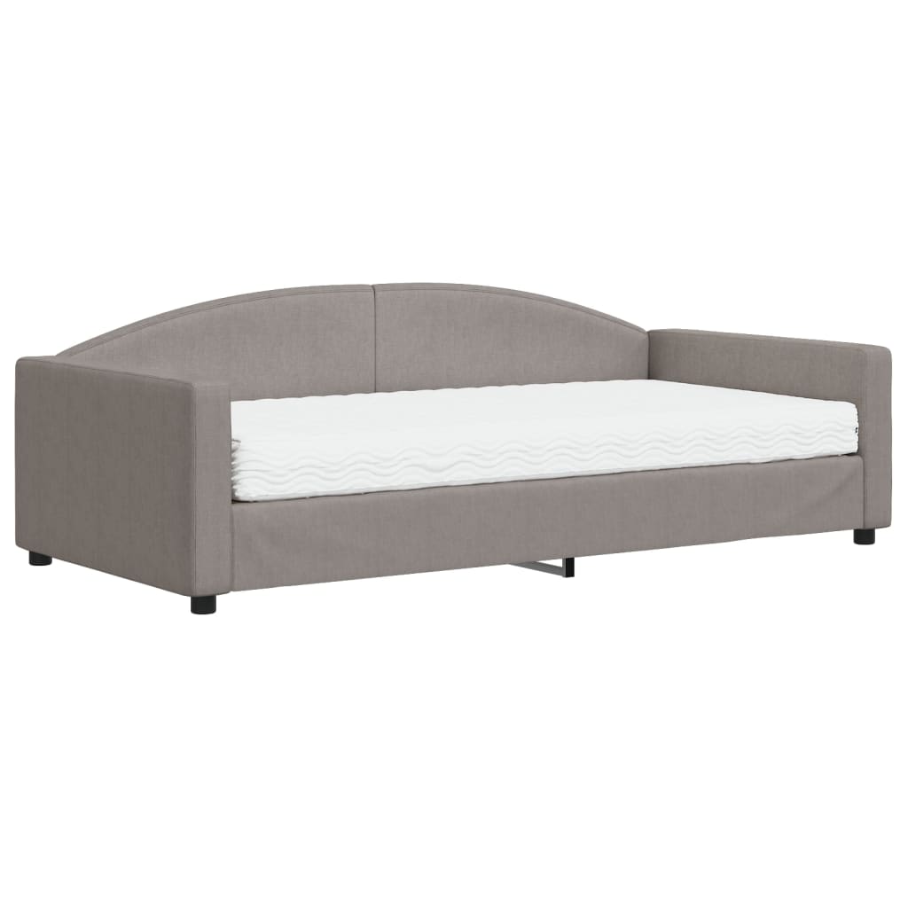 Lit de jour avec matelas taupe 100x200 cm tissu - XIOS