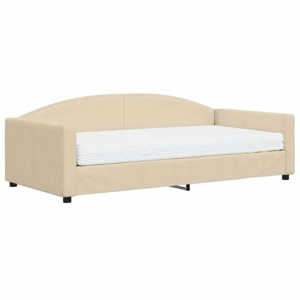 Lit de jour avec matelas crème 100x200 cm tissu - XIOS
