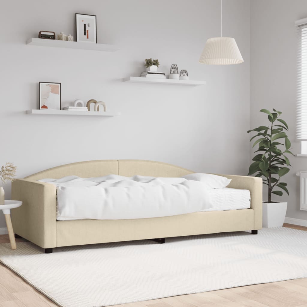 Lit de jour avec matelas crème 100x200 cm tissu - XIOS