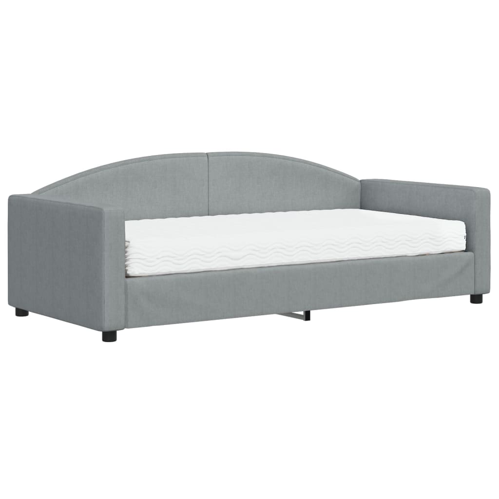 Lit de jour avec matelas gris clair 90x190 cm tissu - XIOS
