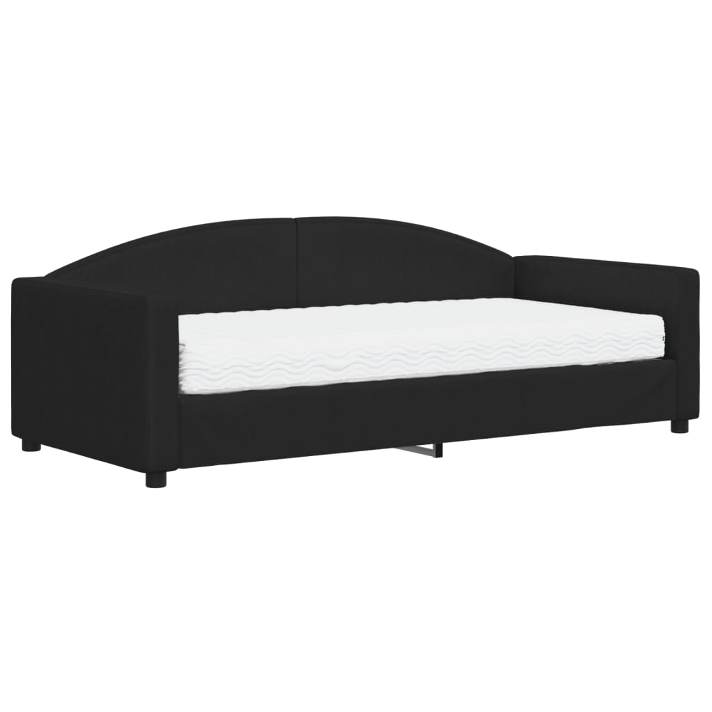 Lit de jour avec matelas noir 90x190 cm tissu - XIOS