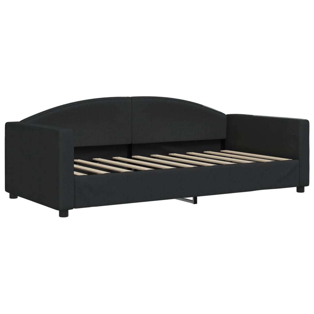 Lit de jour avec matelas noir 90x190 cm tissu - XIOS