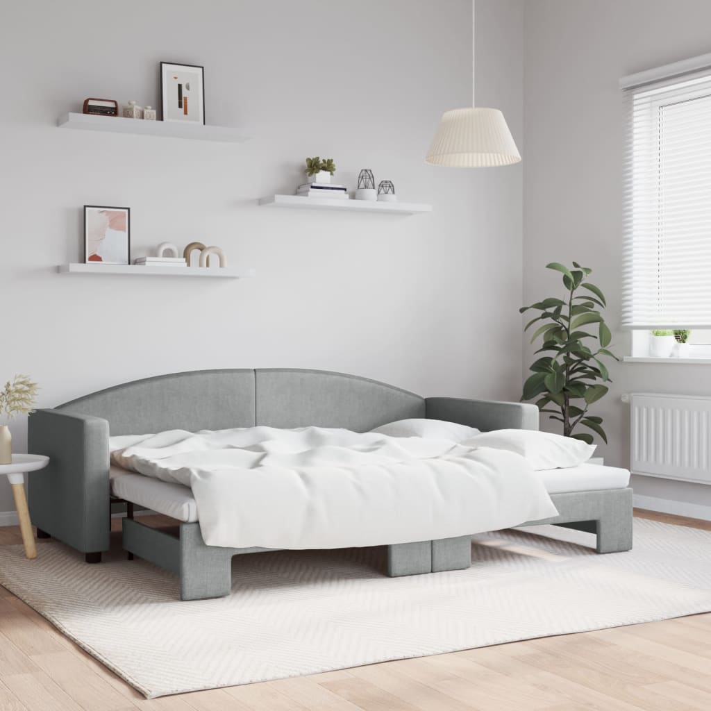 Lit de jour avec gigogne sans matelas gris clair 80x200 cm - XIOS