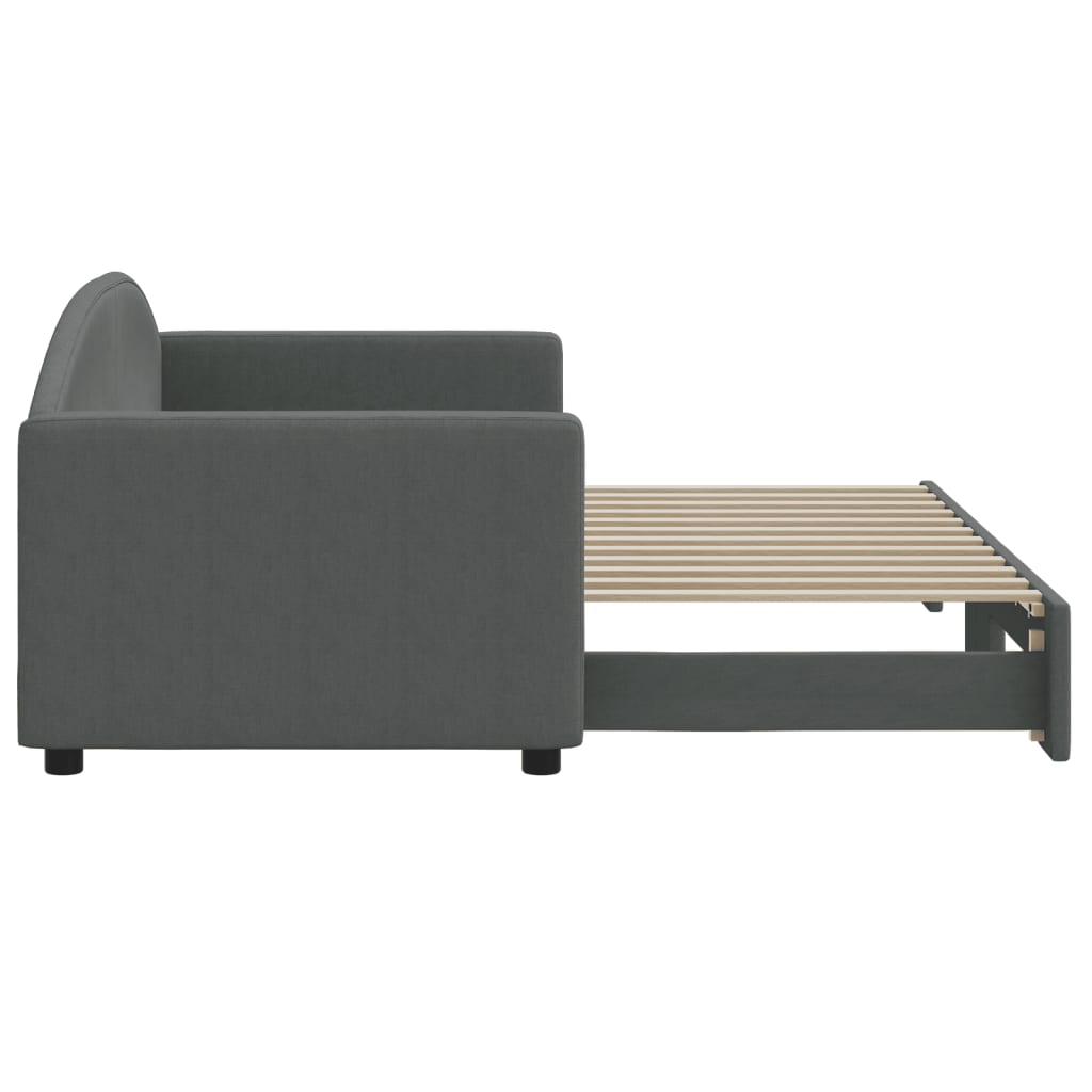 Lit de jour avec gigogne sans matelas gris foncé 80x200 cm - XIOS