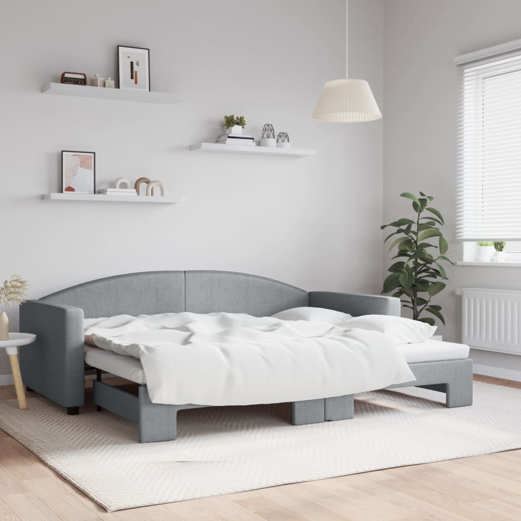Lit de jour avec gigogne sans matelas gris clair 90x200 cm - XIOS