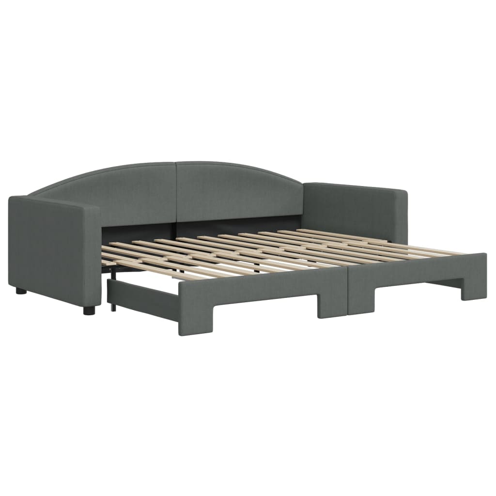 Lit de jour avec gigogne sans matelas gris foncé 90x200 cm - XIOS