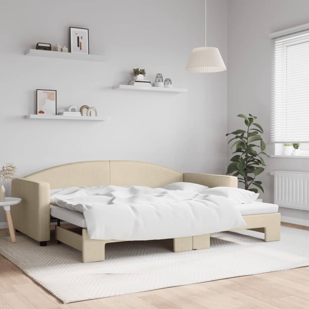Lit de jour avec gigogne sans matelas crème 90x200 cm - XIOS