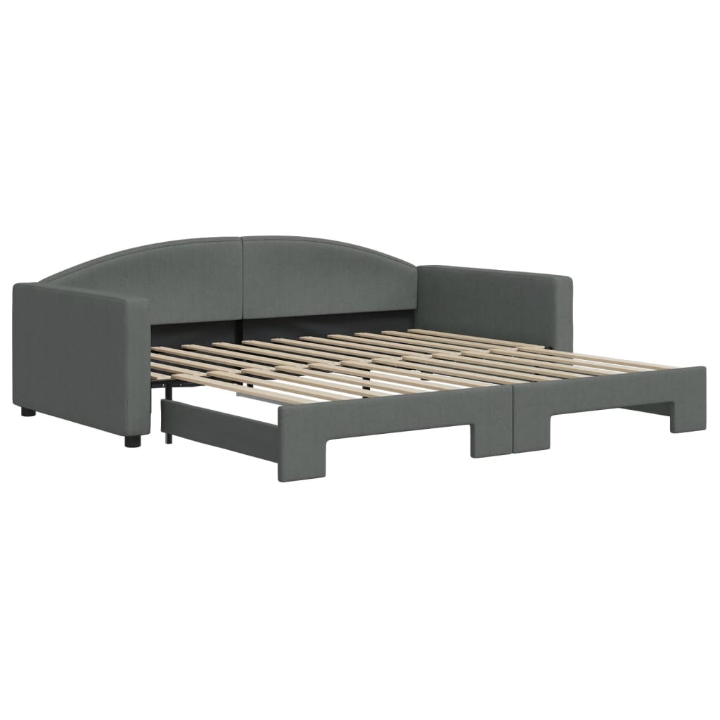 Lit de jour avec gigogne sans matelas gris foncé 100x200 cm - XIOS