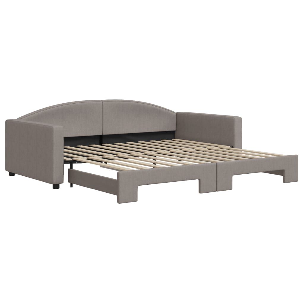 Lit de jour avec lit gigogne taupe 100x200 cm tissu - XIOS