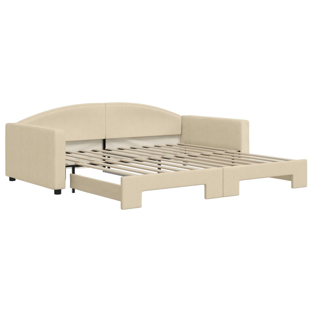 Lit de jour avec lit gigogne crème 100x200 cm tissu - XIOS