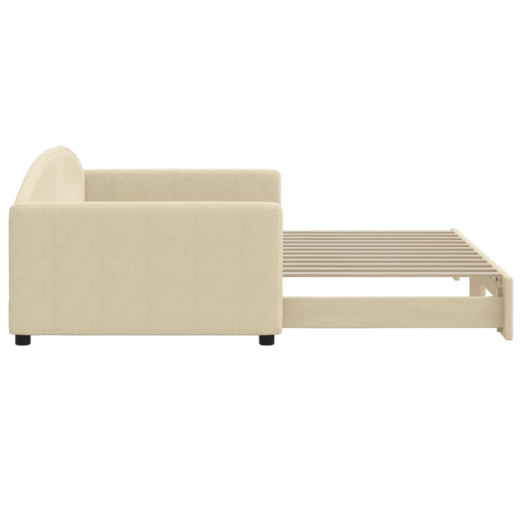 Lit de jour avec lit gigogne crème 100x200 cm tissu - XIOS