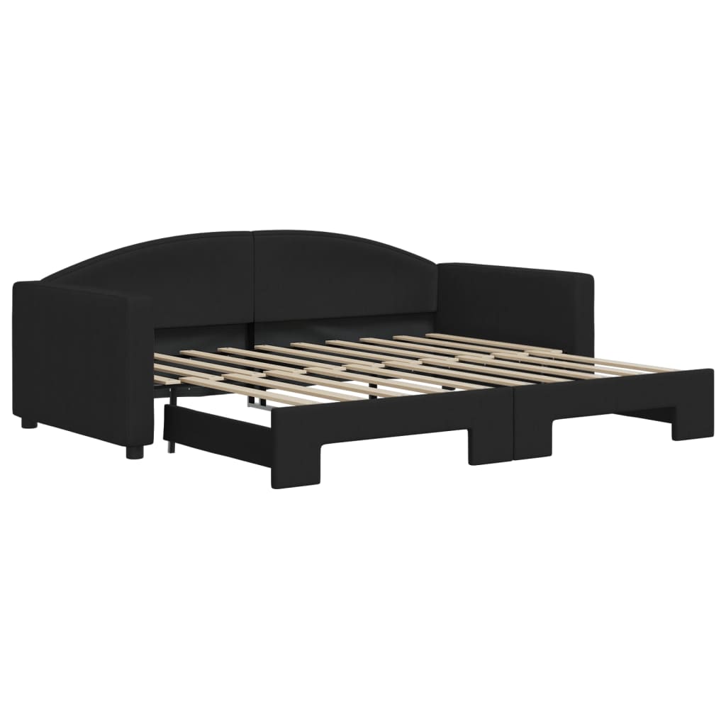 Lit de jour avec lit gigogne noir 90x190 cm tissu