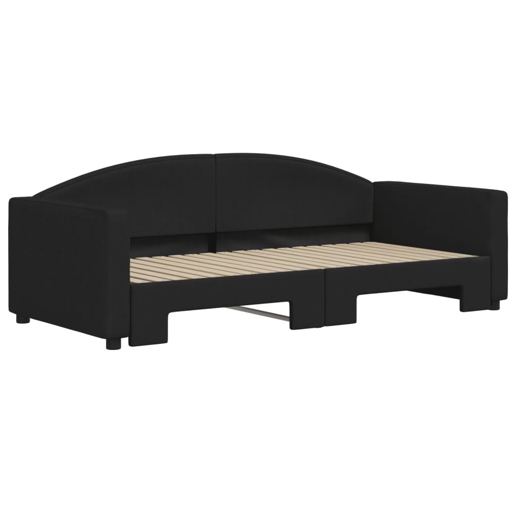 Lit de jour avec lit gigogne noir 90x190 cm tissu