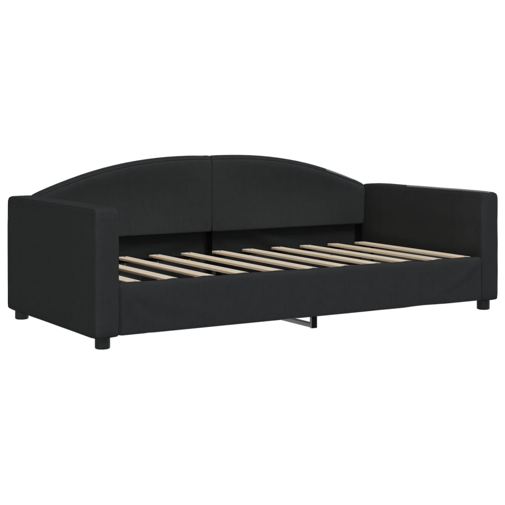 Lit de jour avec lit gigogne noir 90x190 cm tissu