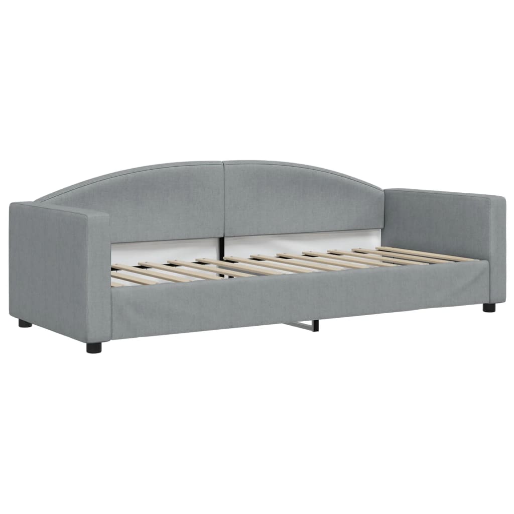 Lit de jour avec gigogne et matelas gris clair 80x200 cm tissu - XIOS