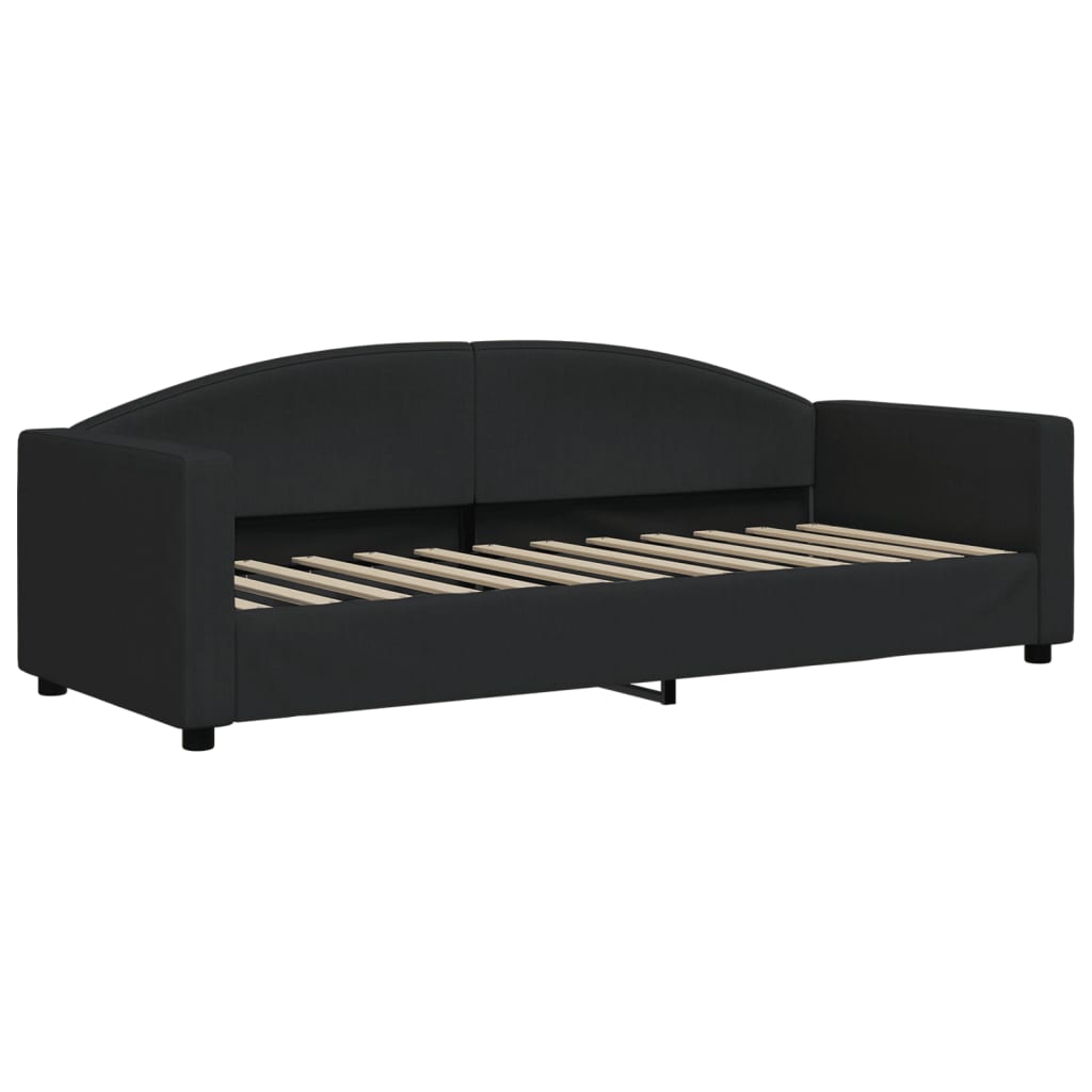 Lit de jour avec lit gigogne et matelas noir 80x200 cm tissu - XIOS