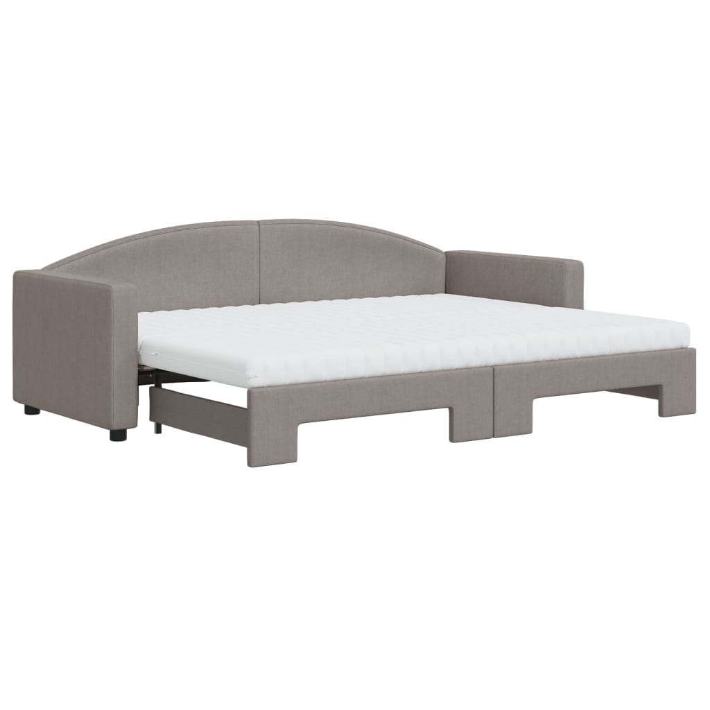 Lit de jour avec gigogne et matelas taupe 80x200 cm tissu - XIOS