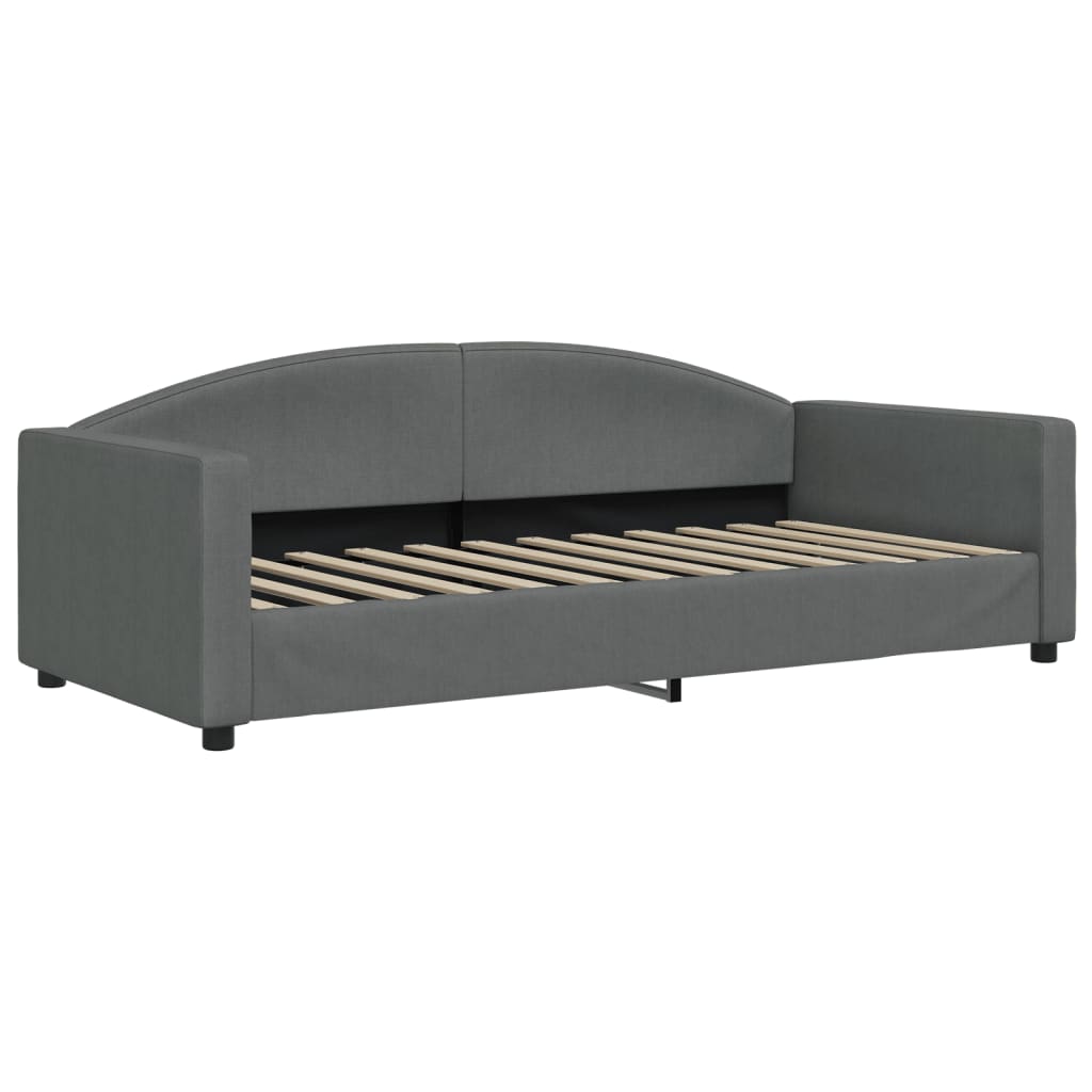 Lit de jour avec gigogne et matelas gris foncé 90x200 cm tissu - XIOS