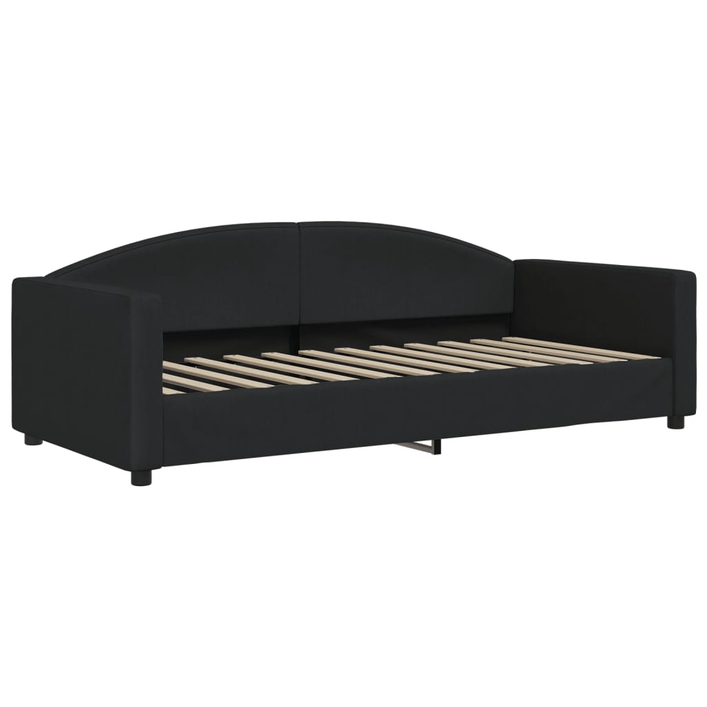 Lit de jour avec gigogne et matelas noir 90x200 cm tissu - XIOS