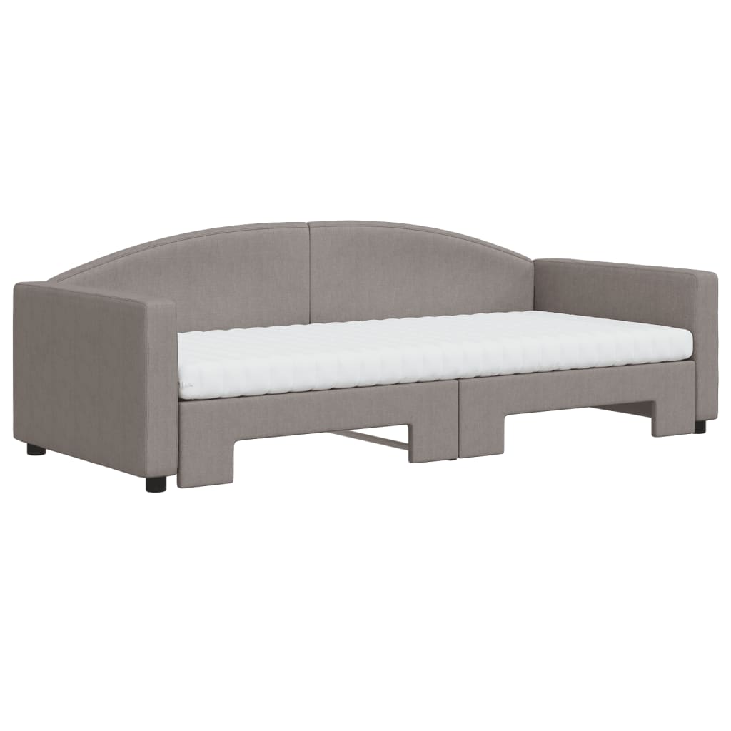 Lit de jour avec gigogne et matelas taupe 90x200 cm tissu - XIOS