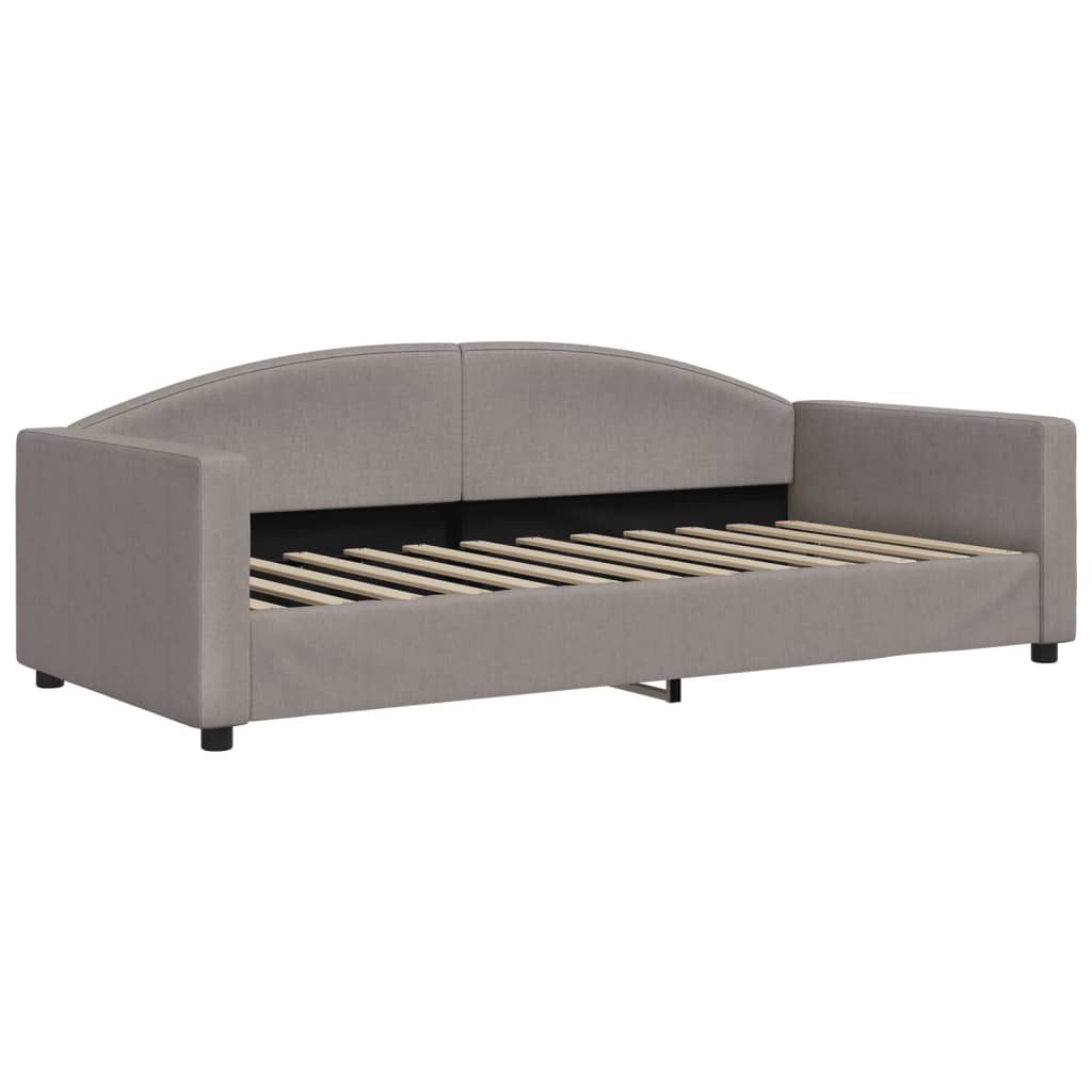 Lit de jour avec gigogne et matelas taupe 90x200 cm tissu - XIOS