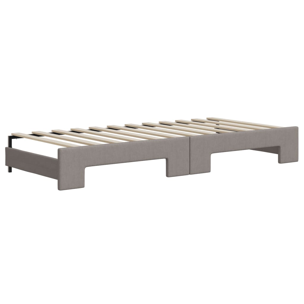 Lit de jour avec gigogne et matelas taupe 90x200 cm tissu - XIOS