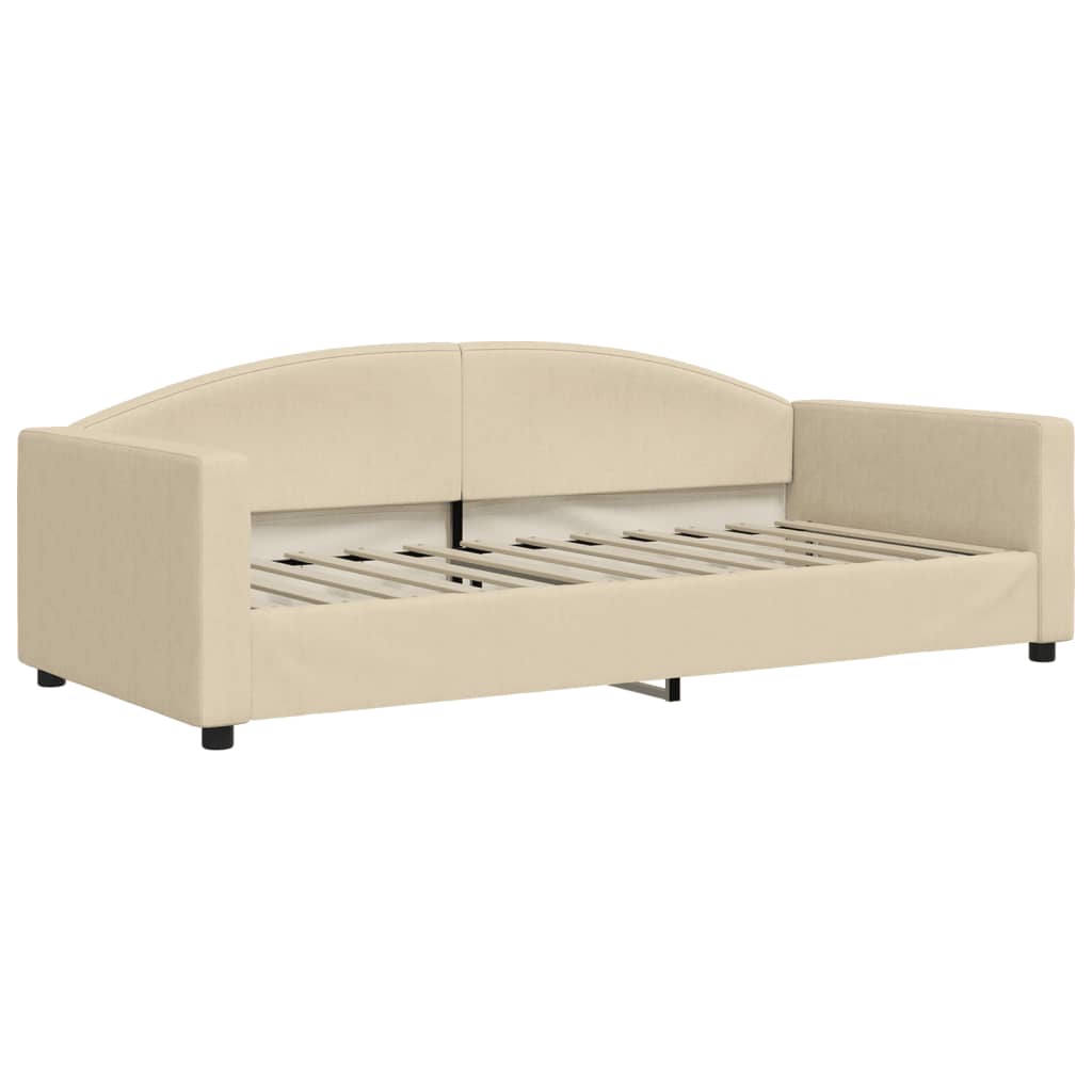 Lit de jour avec gigogne et matelas crème 90x200 cm tissu - XIOS