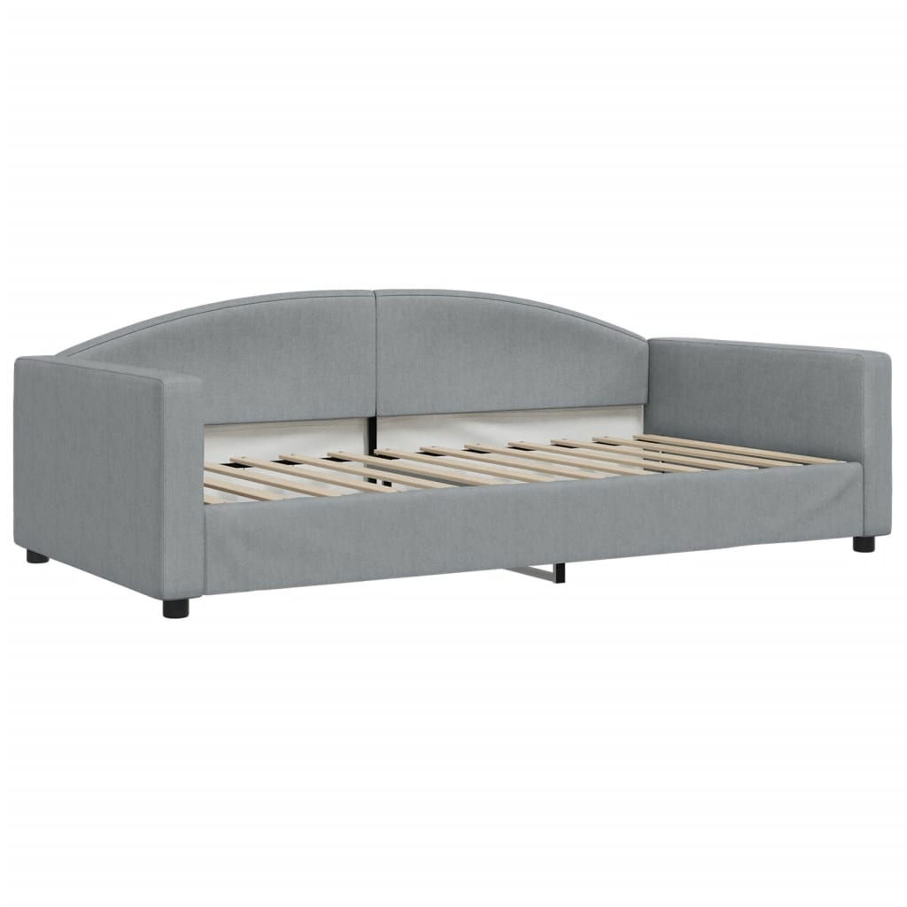 Lit de jour avec gigogne et matelas gris clair 100x200 cm tissu - XIOS