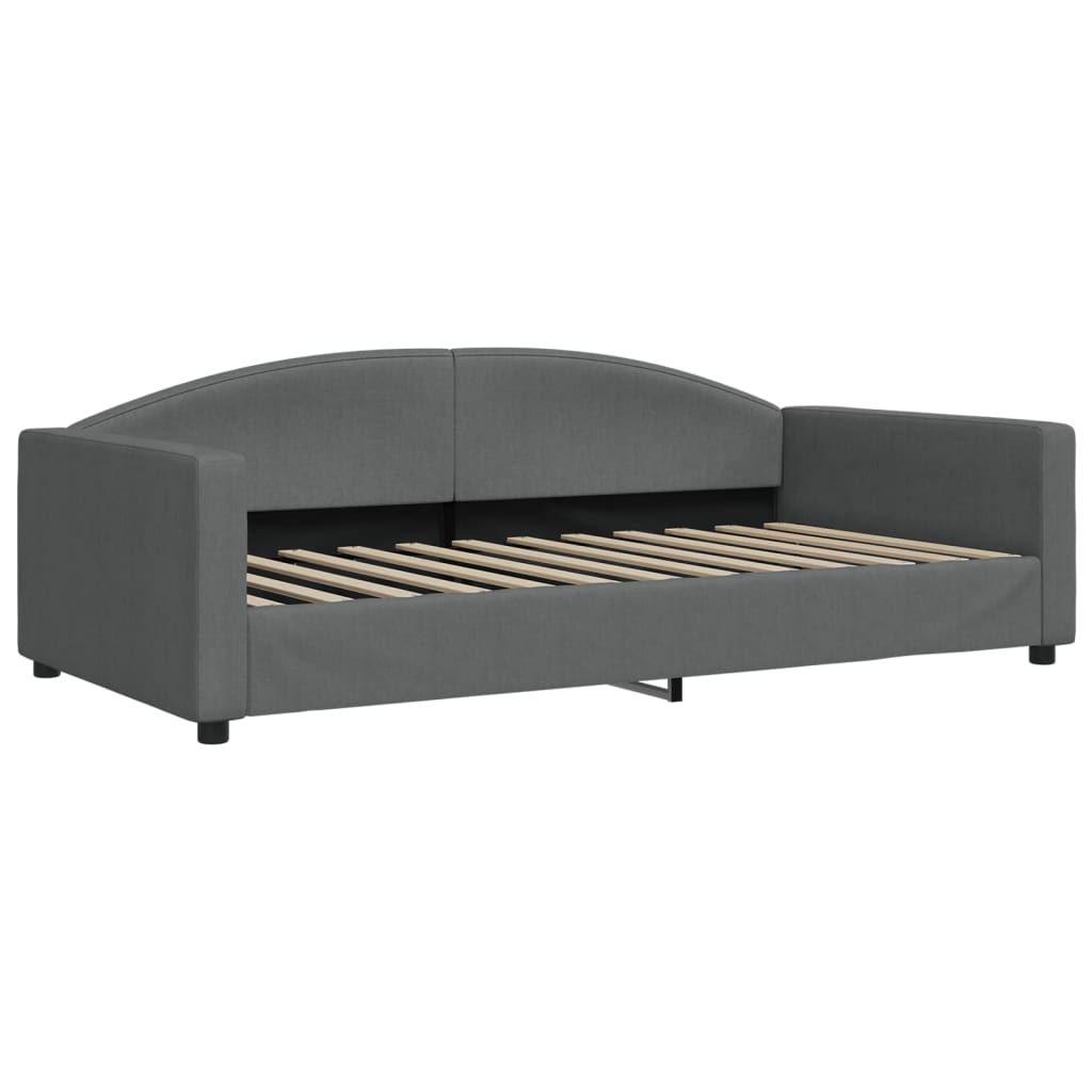 Lit de jour avec gigogne et matelas gris foncé 100x200 cm tissu - XIOS