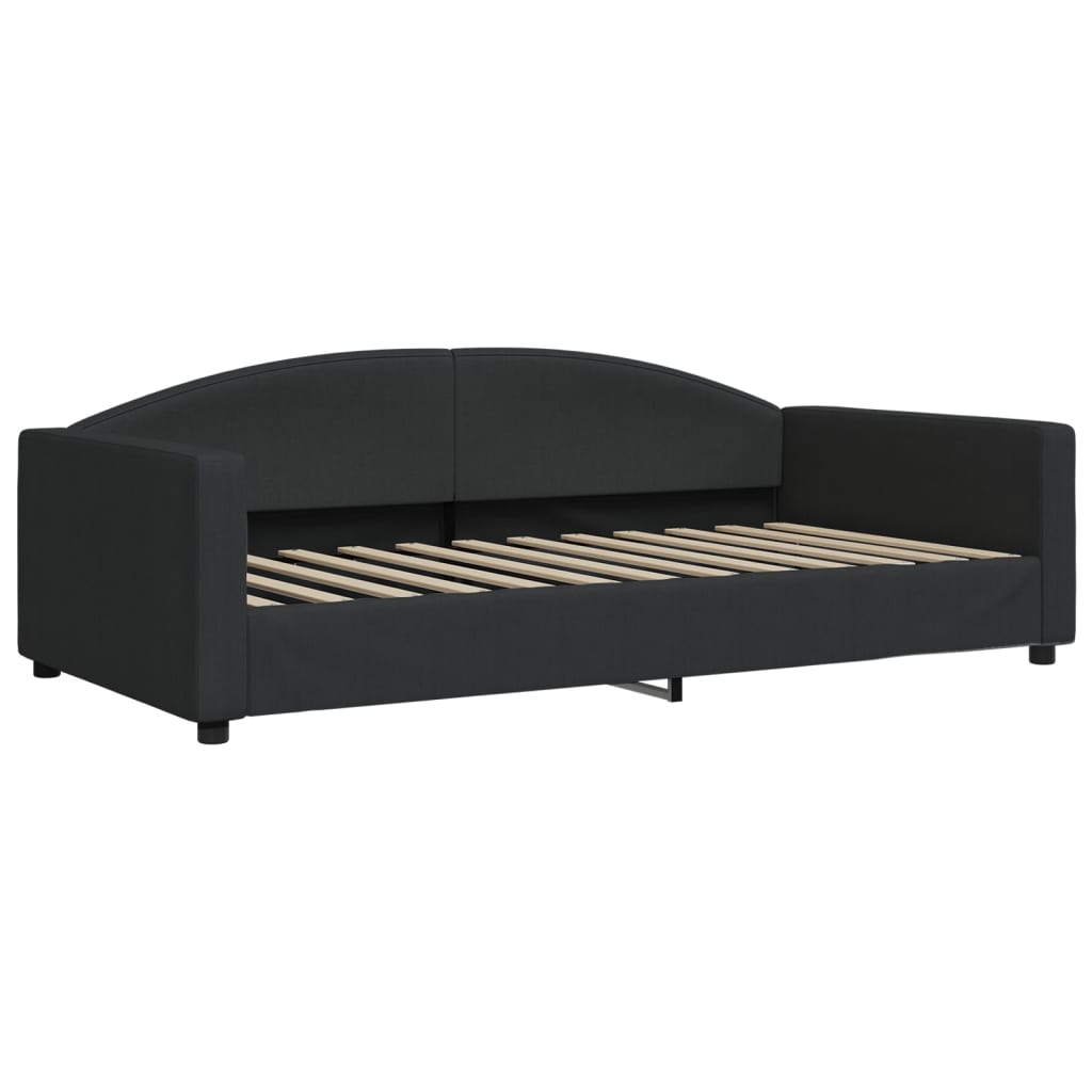 Lit de jour avec gigogne et matelas noir 100x200 cm tissu - XIOS