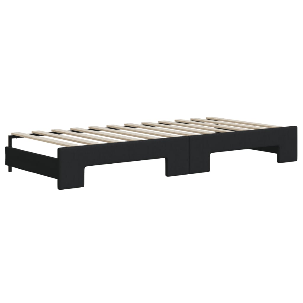 Lit de jour avec gigogne et matelas noir 100x200 cm tissu - XIOS