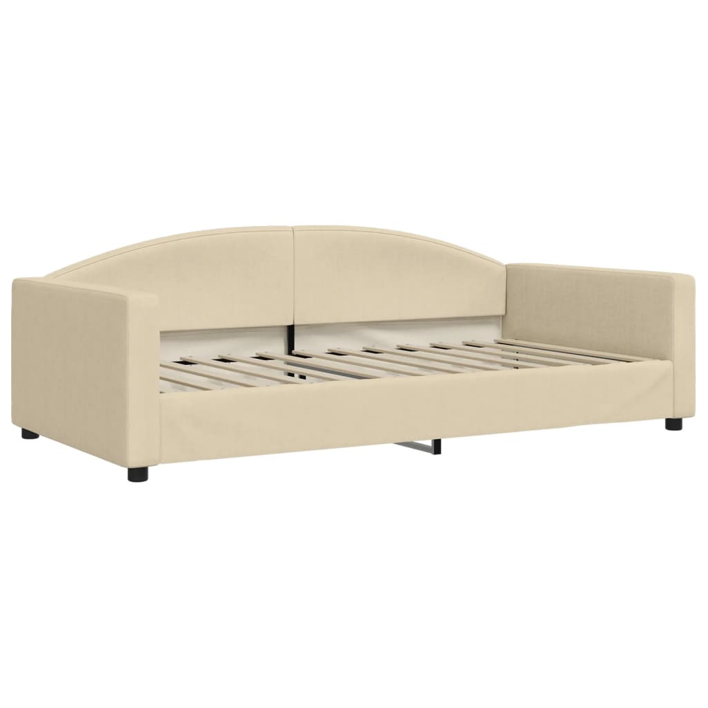 Lit de jour avec gigogne et matelas crème 100x200 cm tissu - XIOS