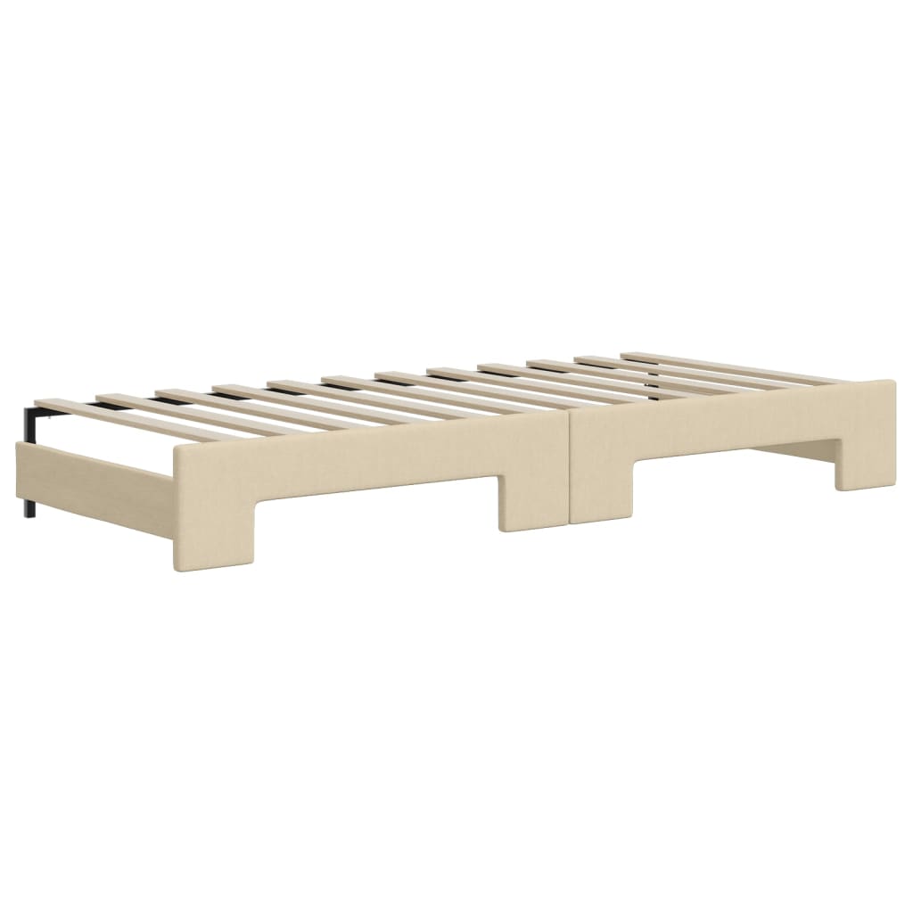 Lit de jour avec gigogne et matelas crème 100x200 cm tissu - XIOS