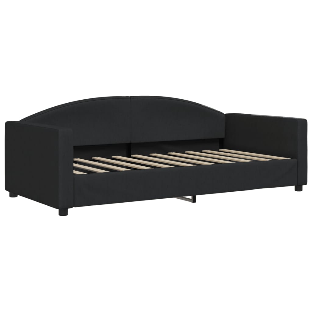 Lit de jour avec gigogne et matelas noir 90x190 cm tissu - XIOS