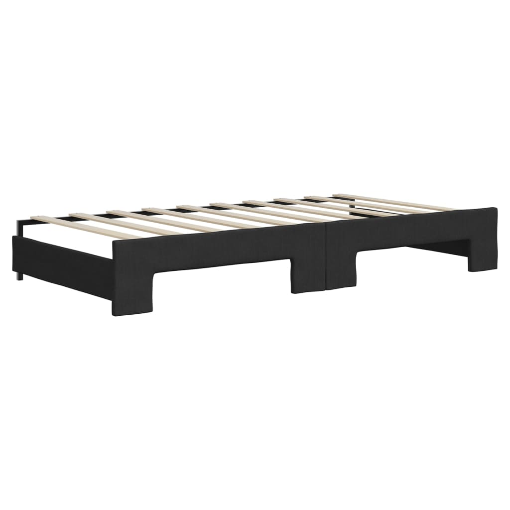 Lit de jour avec gigogne et matelas noir 90x190 cm tissu - XIOS