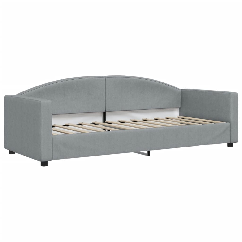Lit de jour avec gigogne et tiroirs gris clair 80x200 cm tissu - XIOS