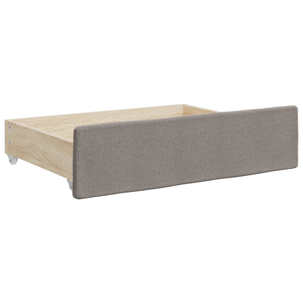 Lit de jour avec gigogne et tiroirs taupe 80x200 cm tissu - XIOS
