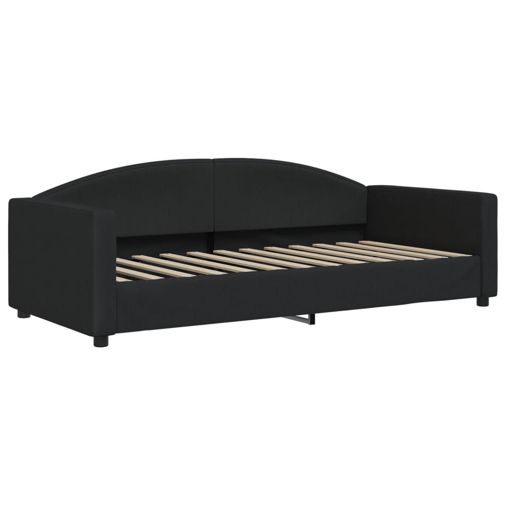 Lit de jour avec gigogne et tiroirs noir 90x200 cm tissu - XIOS