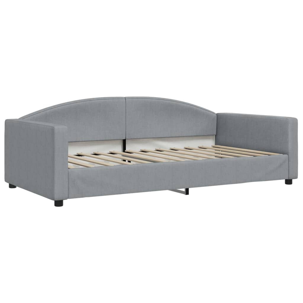 Lit de jour avec gigogne et tiroirs gris clair 100x200 cm tissu - XIOS